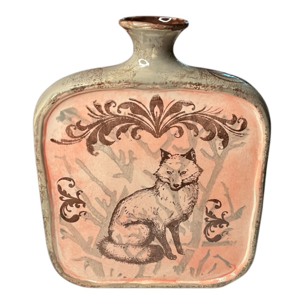 Decorative Ceramic Vase with Fox Design